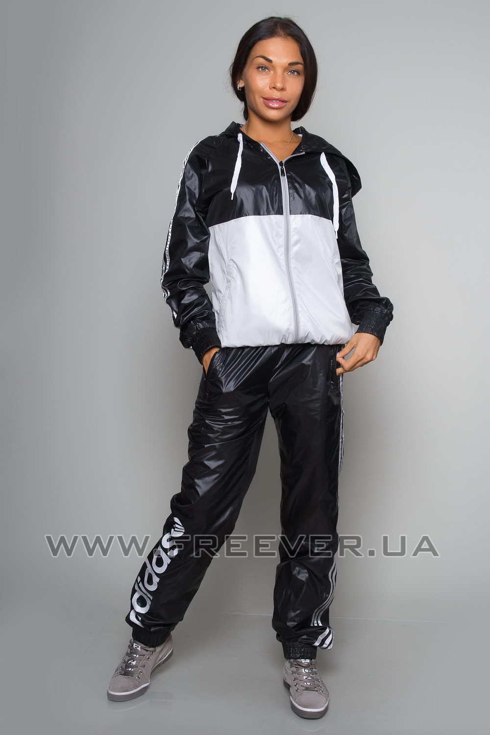 Black and White Shiny Tracksuit from Adidas