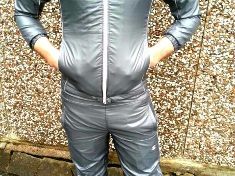 Men's Gray Champion Tracksuit Front View