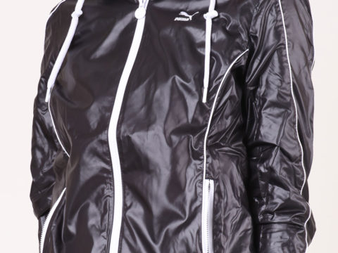 Shiny Black Puma Jacket Front View